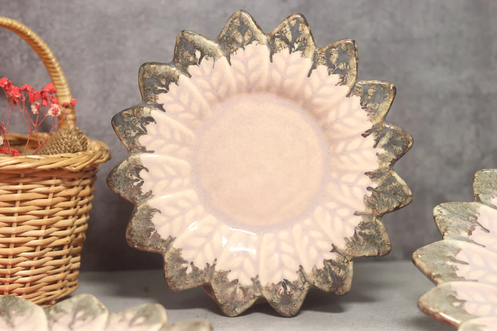 Ceramic Flower Plate - Set Of Two Plates