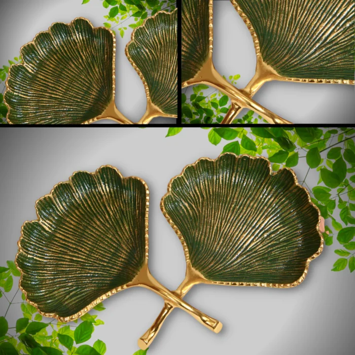 Double leaf Shaped platter Green Color Size 14 inch