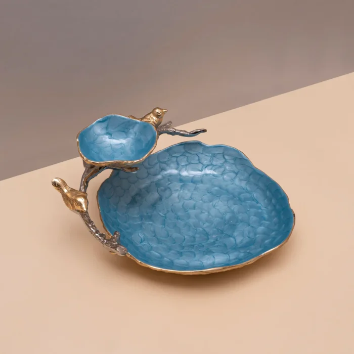 Luxury Pistachio Blue Golden Bird Chip & Dip Platter