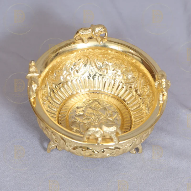 Luxury Uruli Brass Traditional Elephant Design Bowl