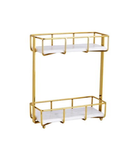 Premium Rectangle 2 Tier Marble Stand (Gold)