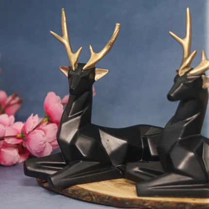 Resin Sitting Deer Set - Black Set Of 2 exclusive decor item
