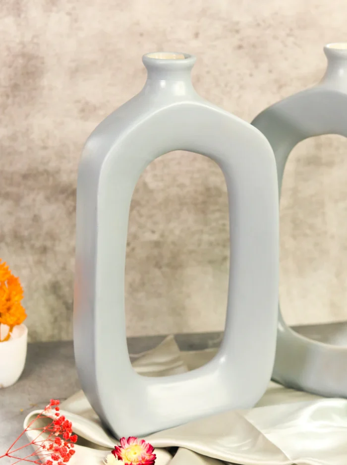 Sleek Ceramic Flower Vase - Grey Best
