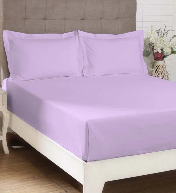 Solid color Premium 100% Cotton King Size Bedsheet & Pillow Covers pewter purple