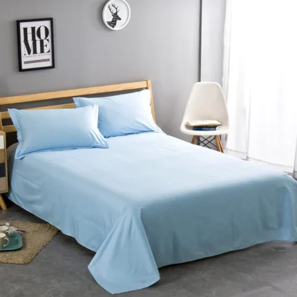 Solid color Premium 100% Cotton King Size Bedsheet & Pillow blue