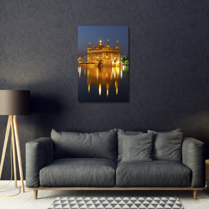 Golden temple night view glass Print