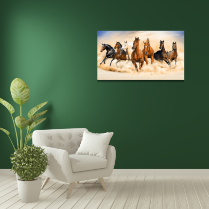 Seven horses vastu Glass Print