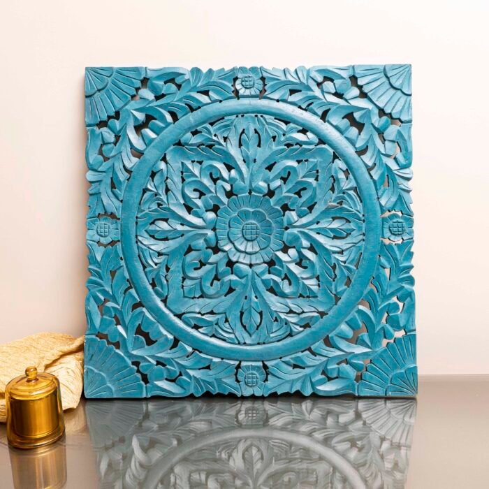 Blue wall panel wooden crafted 4