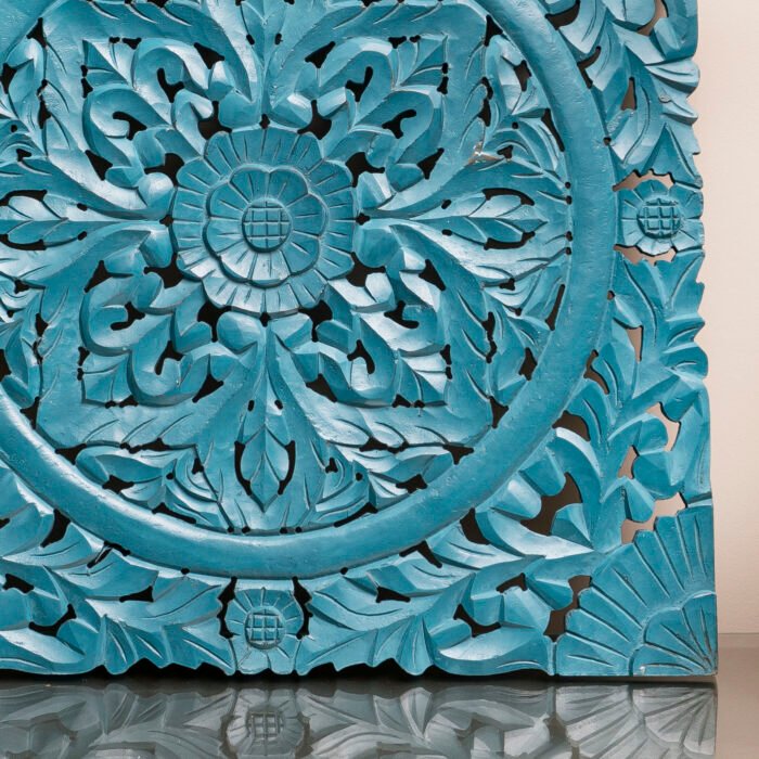 Blue wall panel wooden crafted 1