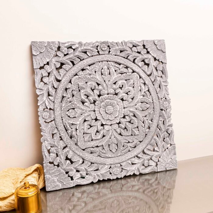 Grey wall panel wooden crafted 3