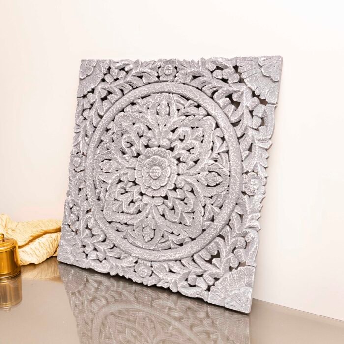 Grey wall panel wooden crafted 1