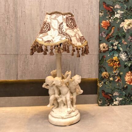 Antique florentive marble and alablaster angel sculptural lamp