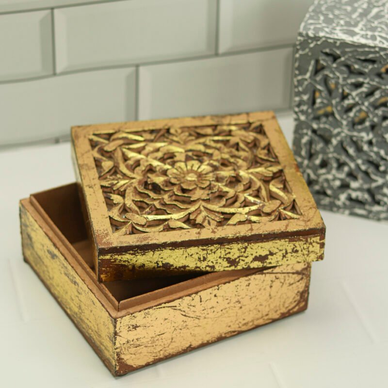 multiutility shaded Golden wooden box 6