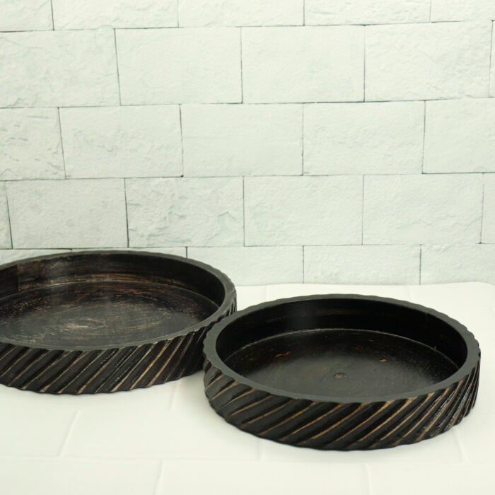 Black With Golden Shade Wooden Tray 2